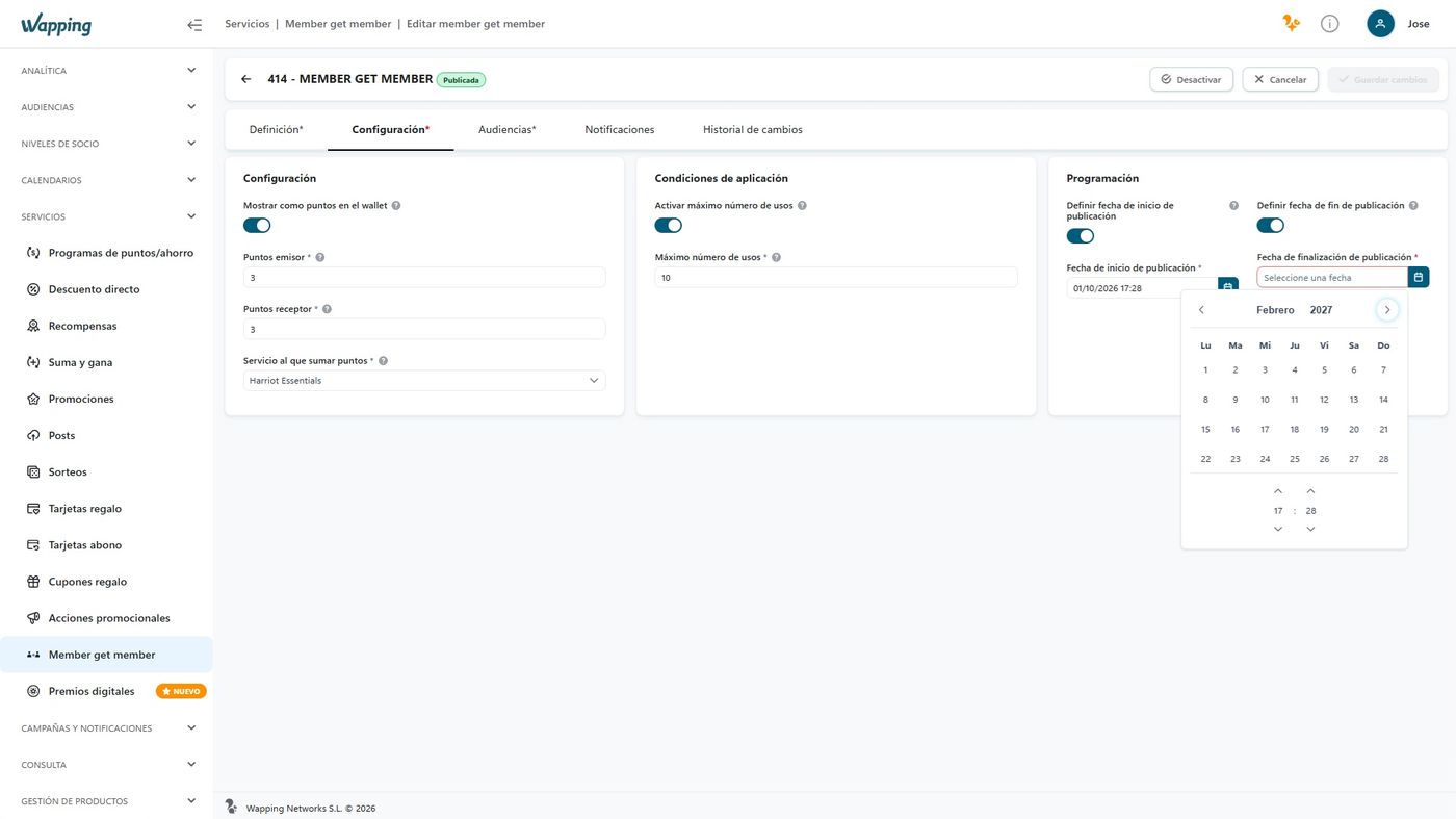 Wapping Manager: Refer-a-Friend configuration